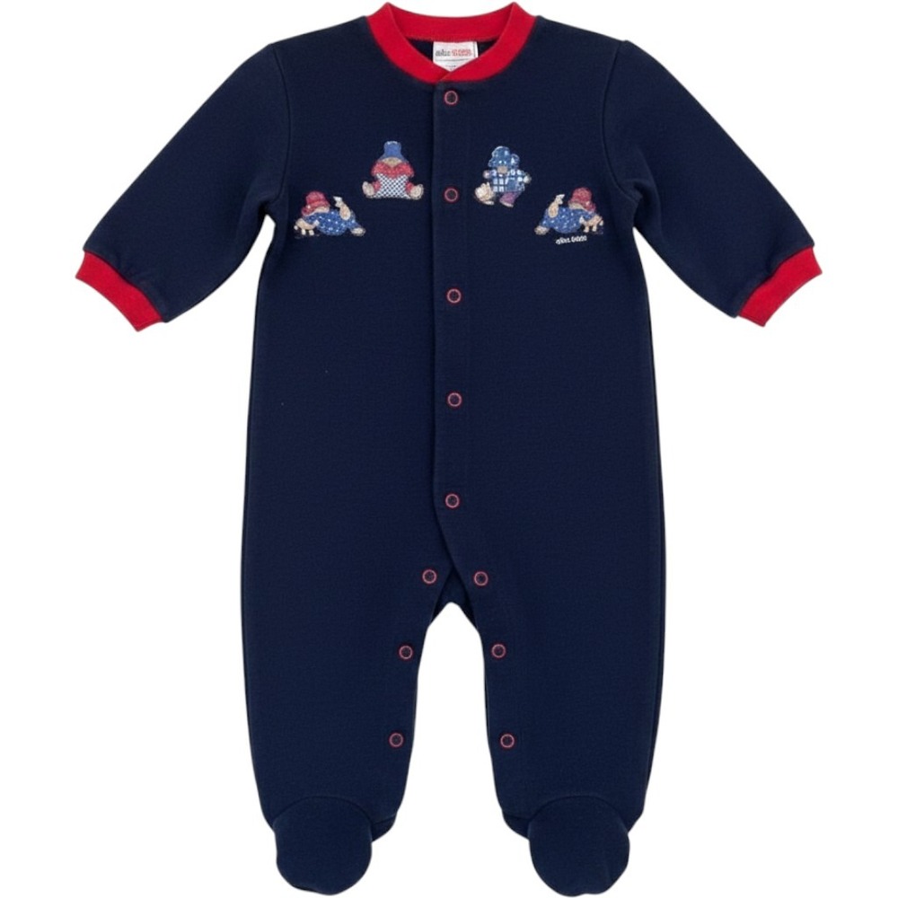 St Michael Paddington Bear Sleeper Kids 3-6 Months Navy Vintage 1997 One Piece